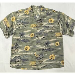 Tommy Bahama Shirt 100% Silk, Hawaiian Floral Print, Short Sleeve Size XL